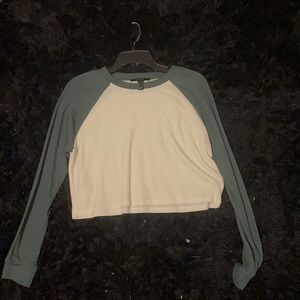 Green tea baseball crop shirt